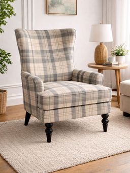 JABRIX - Multi-Colour Heritage Checkered Upholstered Arm Chair