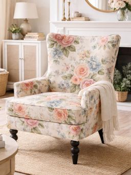JABRIX - Multi-Colour Heritage Floral Printed Accent Arm Chair