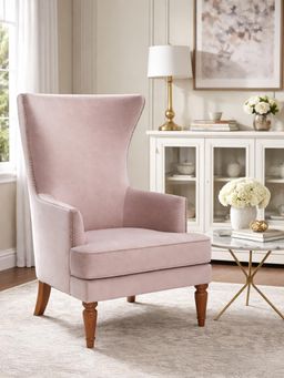 JABRIX - Pink Elysian Velvet Wingback Accent Chair