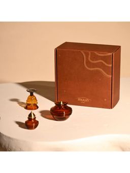 Muun Home - Kalash Oil Lamp-Cotton Wicks with Glass Bell and Kalash Container Gift Set