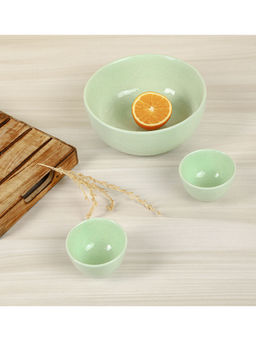 Amalfiee Ceramics - Handmade Lemon Grass Absolute Bowl Set Of 3Pcs ( Serving Bowls & Katories)