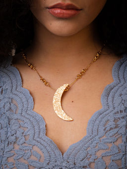 TANN TRIM - Crescent Node Chain 18 Kt Gold Plated Pendant for Women