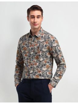U.S. POLO ASSN. - Floral Charcoal Full Sleeves Collar Neck Shirt