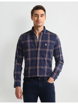 U.S. POLO ASSN. - Checks Blue Full Sleeves Collar Neck Shirt