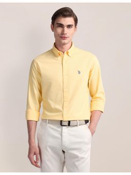 U.S. POLO ASSN. - Solid/Plain Yellow Full Sleeves Collar Neck Shirt