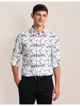 U.S. POLO ASSN. - Floral White Full Sleeves Collar Neck Shirt