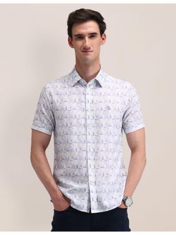 U.S. POLO ASSN. - Abstract White Half Sleeves Collar Neck Shirt
