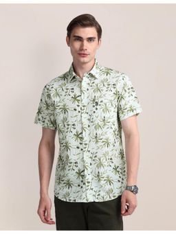 U.S. POLO ASSN. - Floral Green Half Sleeves Collar Neck Shirt