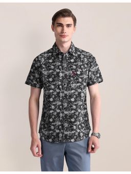U.S. POLO ASSN. - Floral Grey Half Sleeves Collar Neck Shirt