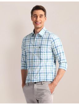 U.S. POLO ASSN. - Checks Blue Full Sleeves Collar Neck Shirt