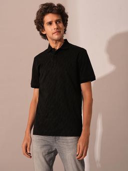 Selected - Black Logo Print Polo T-Shirt