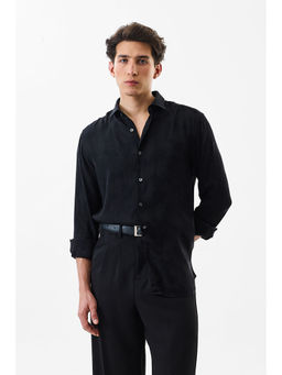 Snitch - Black Floral Jacquard Full Sleeves Slim Fit Casual Shirt