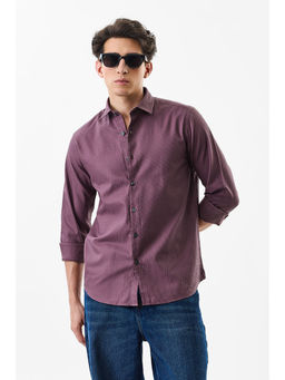 Snitch - Purple Textured Full Sleeves Slim Fit Casual Shirt