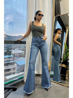 Off Duty India - Nostalgic Fade Wash Flare Bootleg Jeans- Blue