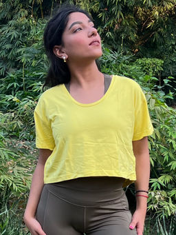 Kica - Cotton Cropped Top - Yellow
