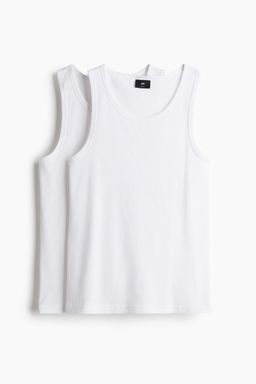 H&M - Men 2-Pack Slim Fit Ribbed Vest Tops