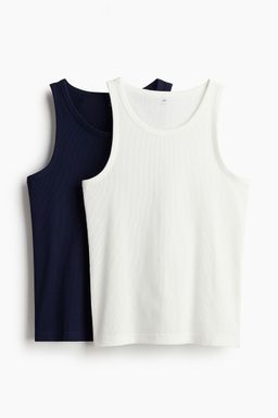 H&M - Men 2-Pack Slim Fit Ribbed Vest Tops