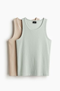H&M - Men 2-Pack Slim Fit Ribbed Vest Tops