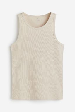 H&M - Men Beige Slim Fit Ribbed Vest Top