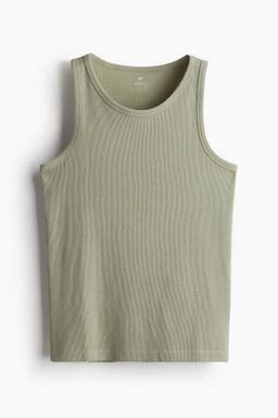 H&M - Men Green Slim Fit Ribbed Vest Top