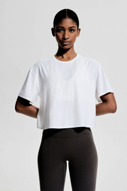 H&M - Women White Boxy-Style Sports Top With Drymove