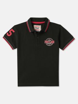 R&B - Red Printed Regular Boys Polo T-Shirt