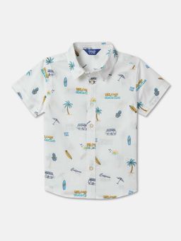 R&B - White Conversational Novelty Regular Boys Shirt