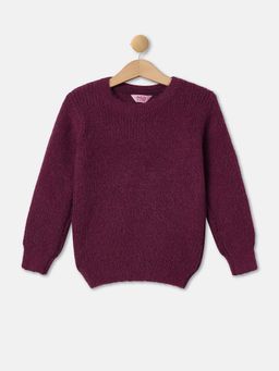 R&B - Purple Solid Regular Girls Sweater