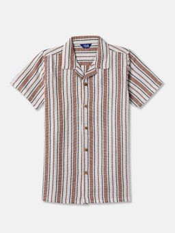 R&B - Rust Vertical Stripes Regular Boys Shirt