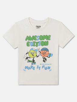 R&B - White Regular Boys T-Shirt