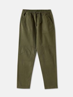 R&B - Olive Solid Regular Boys Trousers