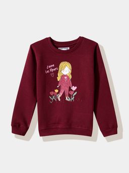 R&B - Burgundy Graphic Regular Girls Sweatshirt