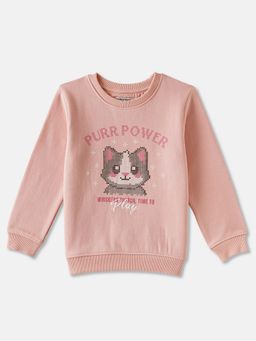 R&B - Peach Graphic Regular Girls Sweatshirt