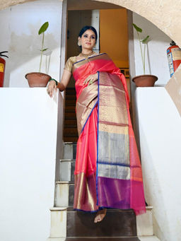 Banarasi Silk Works - Red Art Silk Saree with Unstitched Blouse