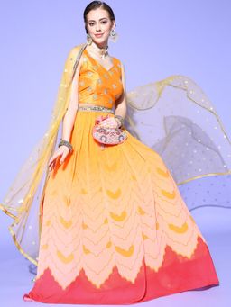 Chhabra 555 - Mustard Embellished Lehenga with Choli and Dupatta (Set of 3)