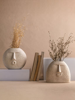 Glimpse Homes - Upbeat Face & Blowing Kiss Face Vases (Set Of 2)