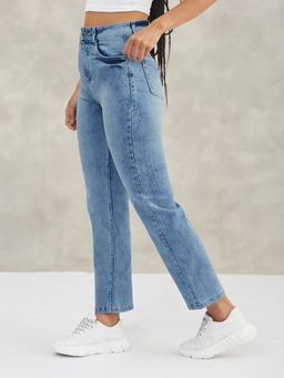 DOLCE CRUDO - Womens Light Blue High Rise Stretchable Denim Jeans