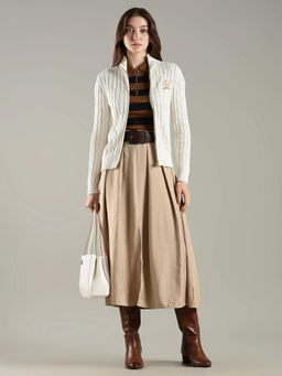 Tommy Hilfiger - White Regular Fit Cotton High Neck Front Open Cardigans