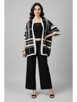 TAMISKA BY NARENDRA KUMAR - Bold Grid Pattern Monochrome Cardigans