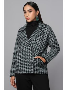 TAMISKA BY NARENDRA KUMAR - Green Houndstooth Heritage Knit Jacket