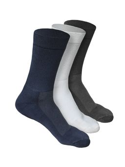 Heelium - Bamboo Crew Socks for Men - 3 Pairs - Grey - White - Nblue Anti Odour