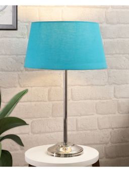 Homesake - Chrome 13" Metal Table Lamp Turquoise Shade