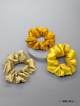 Hair Drama Co. - Shades Of Tan Satin Scrunchies (Set of 3)
