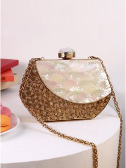 THE TAN CLAN - Demi Brass Clutch With Detachable Gold