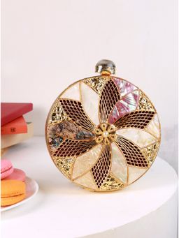 THE TAN CLAN - Lisa Golden Brass Clutch With Detachable