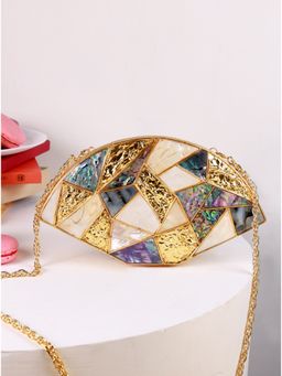 THE TAN CLAN - Quinn Multicolor Brass Clutch With Detachable