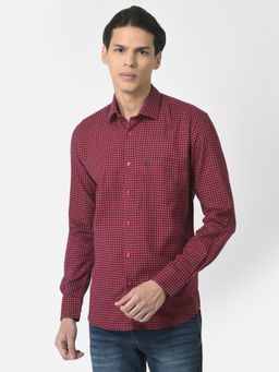 CRIMSOUNE CLUB - Men Shirt in Red and Black Gingham Checks