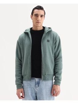 Rare Rabbit - Mens Anderson-T25 Dusky Green Cotton Blend Plain Regular Fit Full Sleeve Jacket