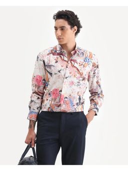 Rare Rabbit - Mens Arko Multi-Color Viscose Fabric Regular Abstract Print Shirt