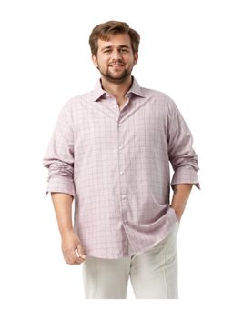 Rare Rabbit - Mens Chek Big Pink Cotton Fabrics Button Closure Checked Shirt